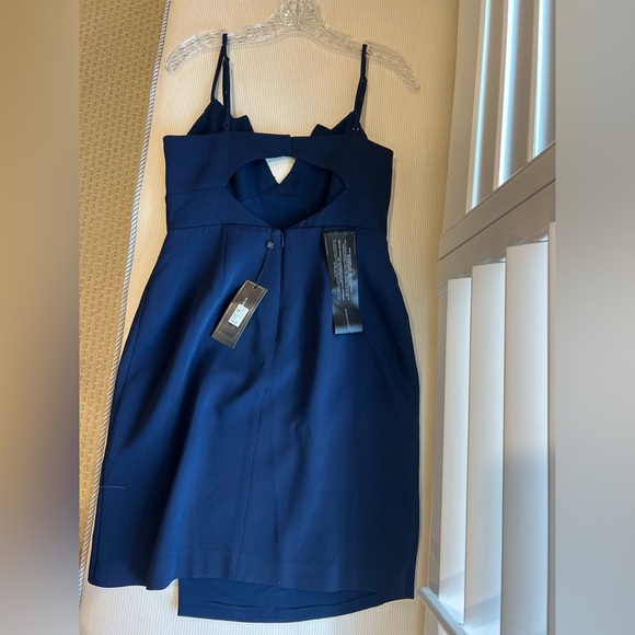 BCBGMaxAzria Blue Asymmetrical Sheath Cocktail Dress - Picture 2 of 4